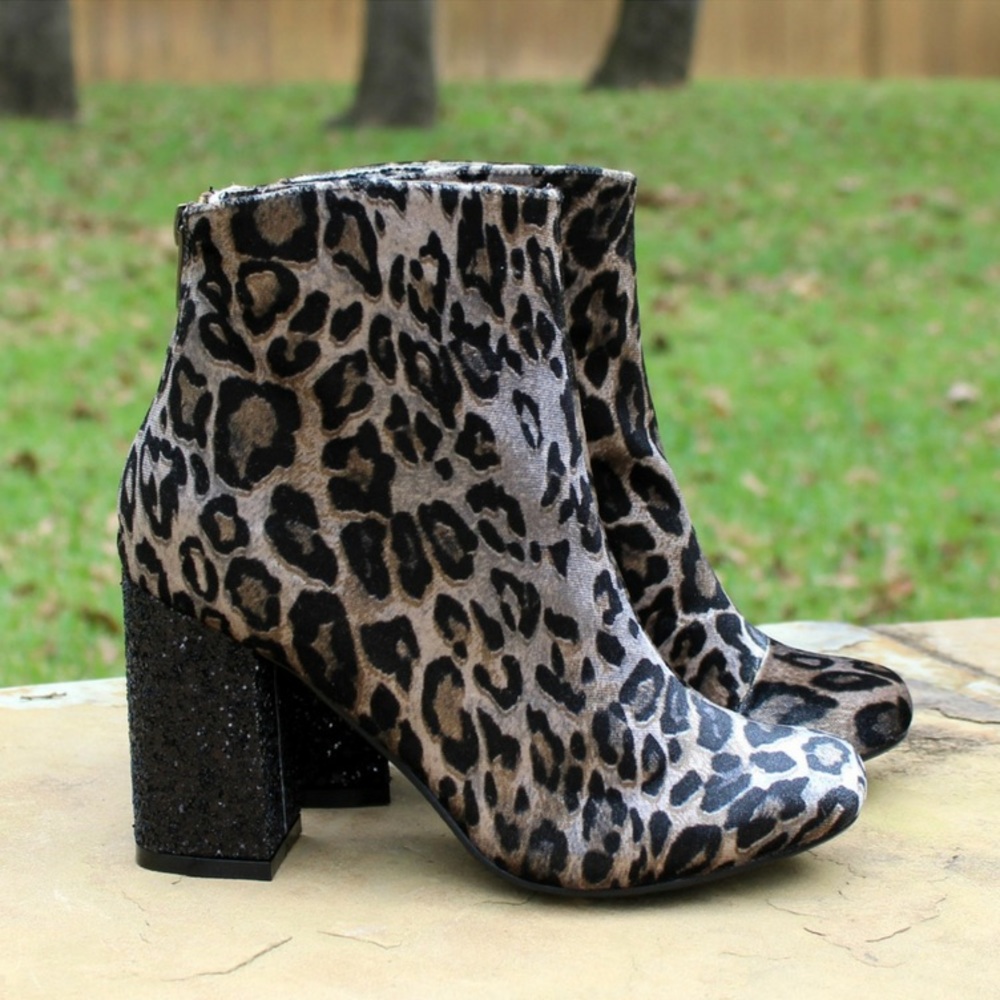 Not Rated Cherry Leopard Bootie W/ Sparkle Heel